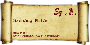 Szénásy Milán névjegykártya
