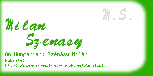 milan szenasy business card