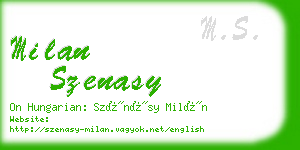 milan szenasy business card